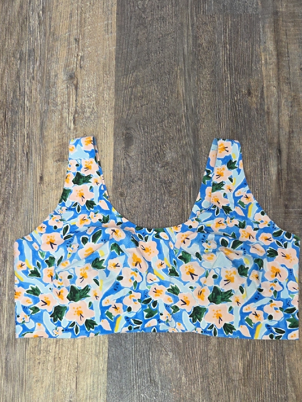 knix Floral Scoop Bralette in Blue and Yellow